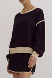 Contrast Trim Round Neck Top and Skort Set - Trendsi - Flyclothing LLC