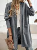Devine Open Front Long Sleeve Cardigan - Trendsi - Flyclothing LLC