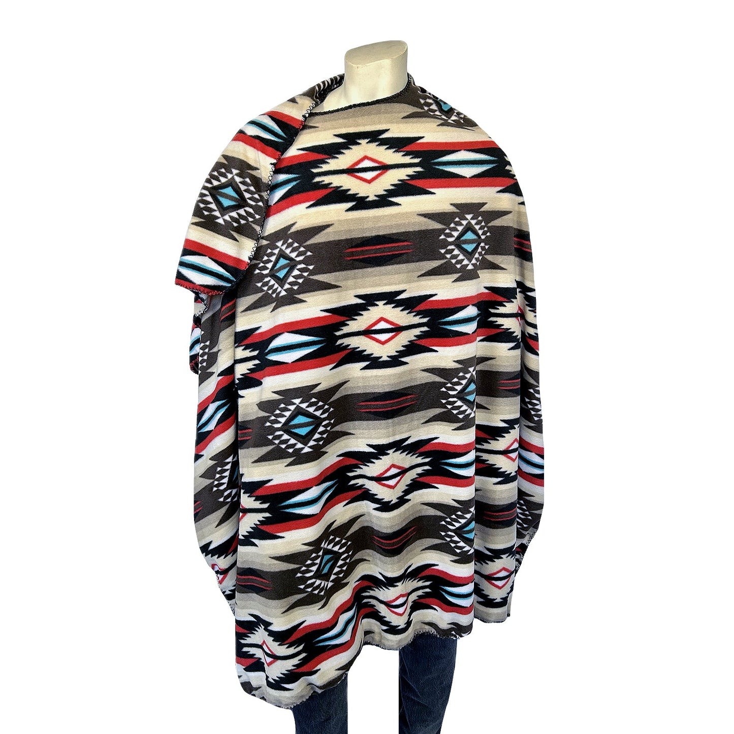 Rockmount Ranch Wear Native Pattern Fleece Western Poncho in Brown - Rockmount Clothing - Flyclothing LLC