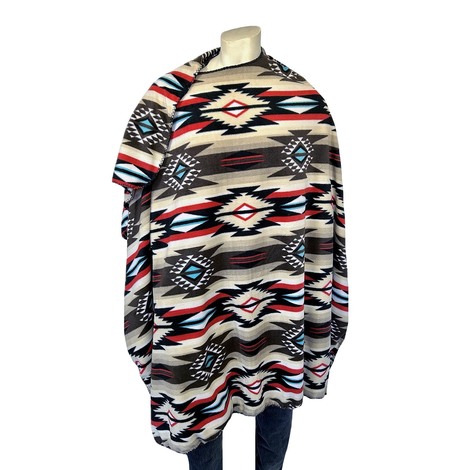 Rockmount Ranch Wear Native Pattern Fleece Western Poncho in Brown - Rockmount Clothing - Flyclothing LLC