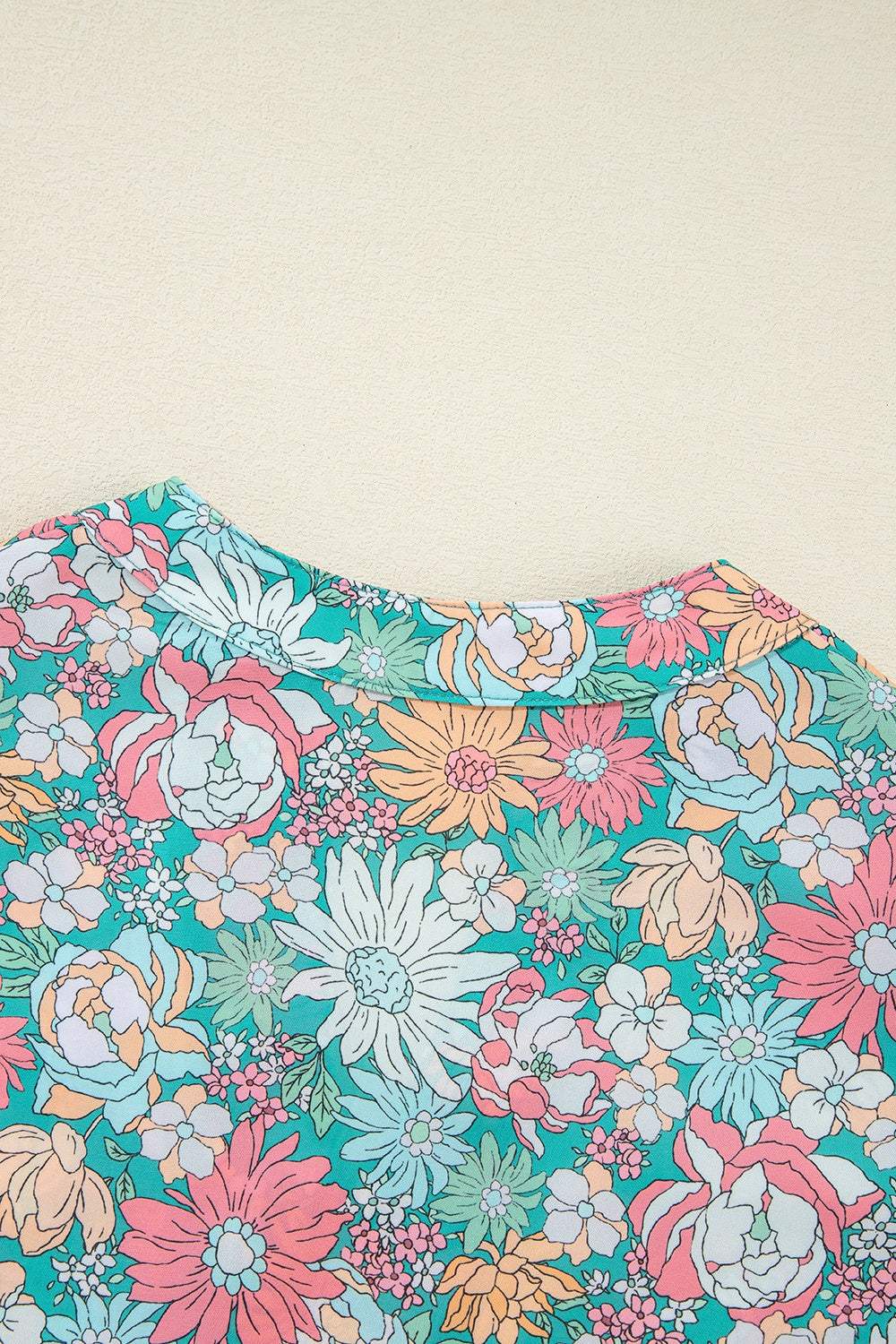 Printed Notched Short Sleeve Blouse - Trendsi - Flyclothing LLC