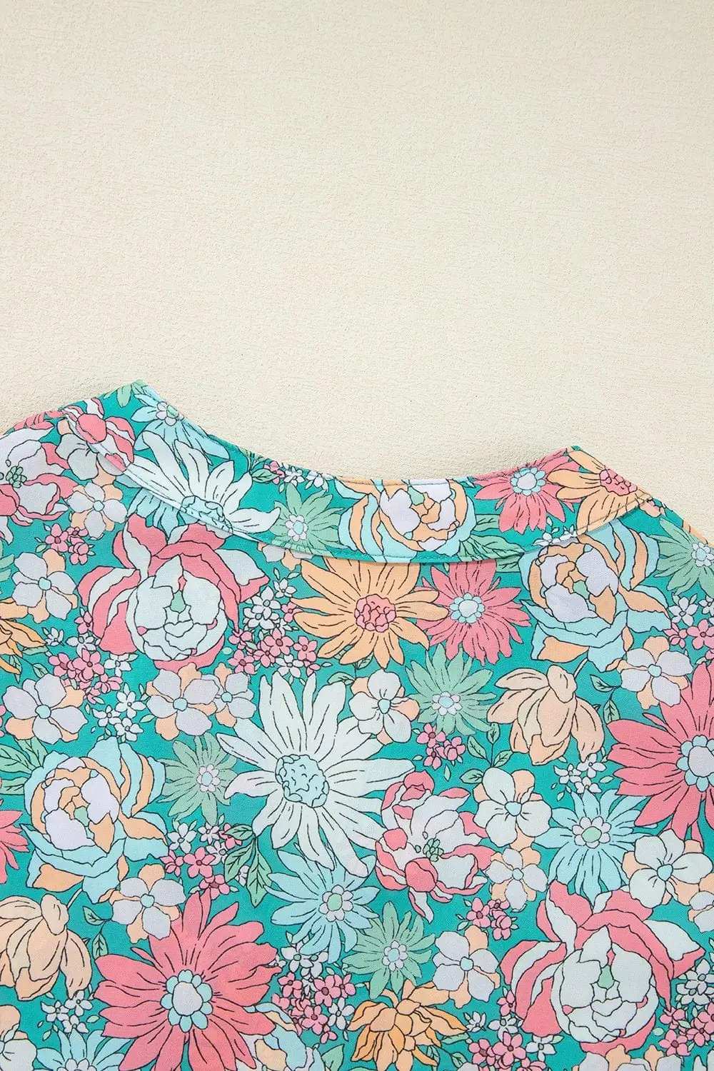 Printed Notched Short Sleeve Blouse - Trendsi - Flyclothing LLC