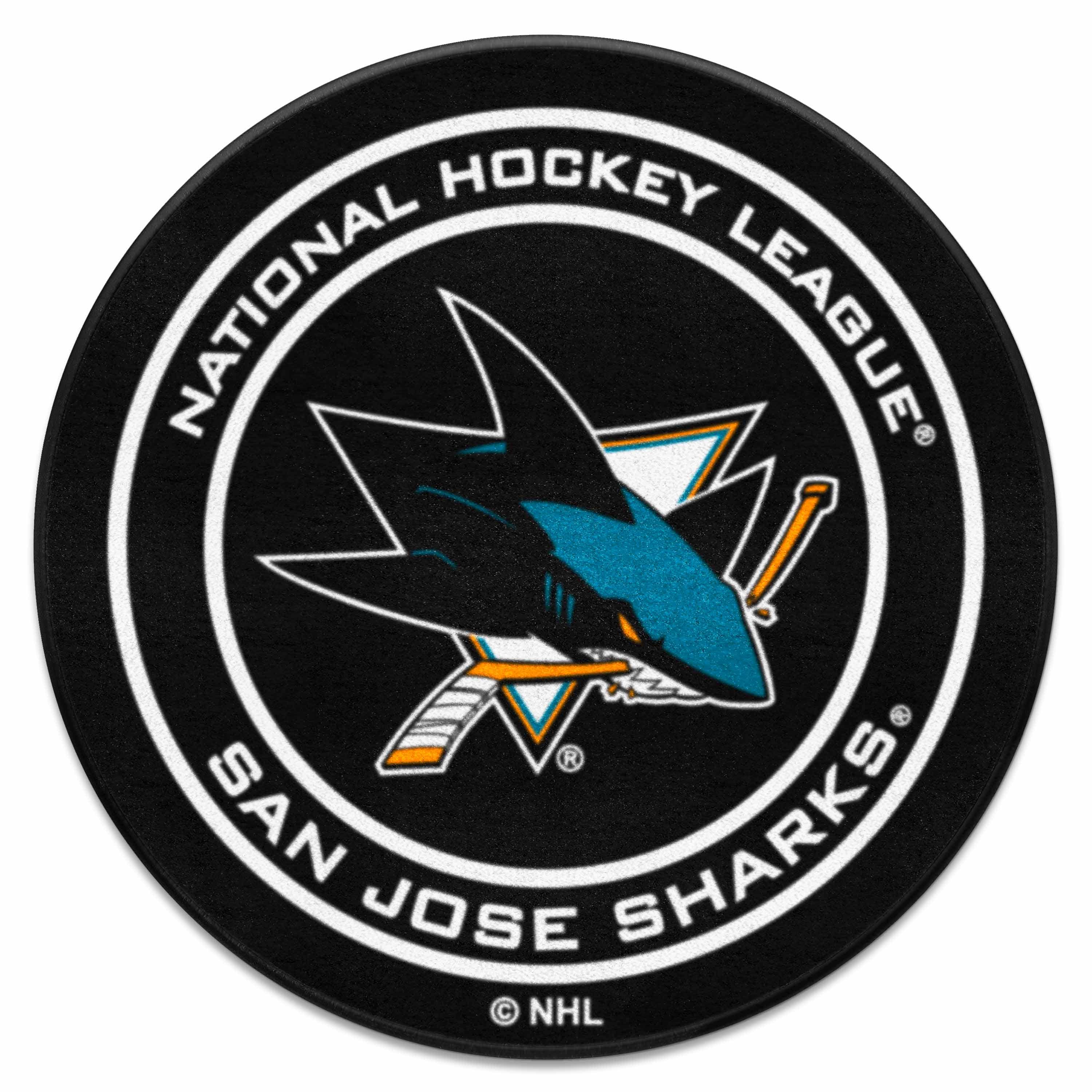 San Jose Sharks Hockey Puck Rug - 27in. Diameter - San Jose Sharks