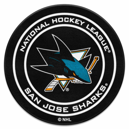 San Jose Sharks Hockey Puck Rug - 27in. Diameter - San Jose Sharks