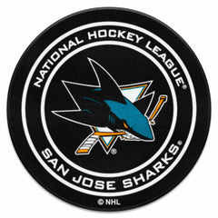 San Jose Sharks Hockey Puck Rug - 27in. Diameter - San Jose Sharks