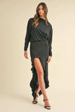 Mable Backless Asymmetric Ruffle Hem Dress - Trendsi - Flyclothing LLC