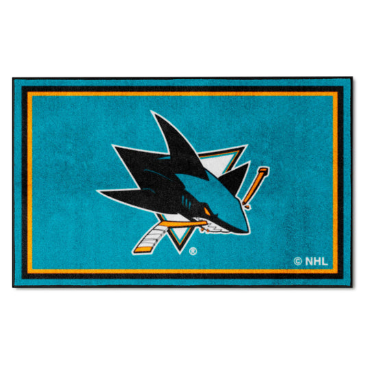 San Jose Sharks 4ft. x 6ft. Plush Area Rug - San Jose Sharks