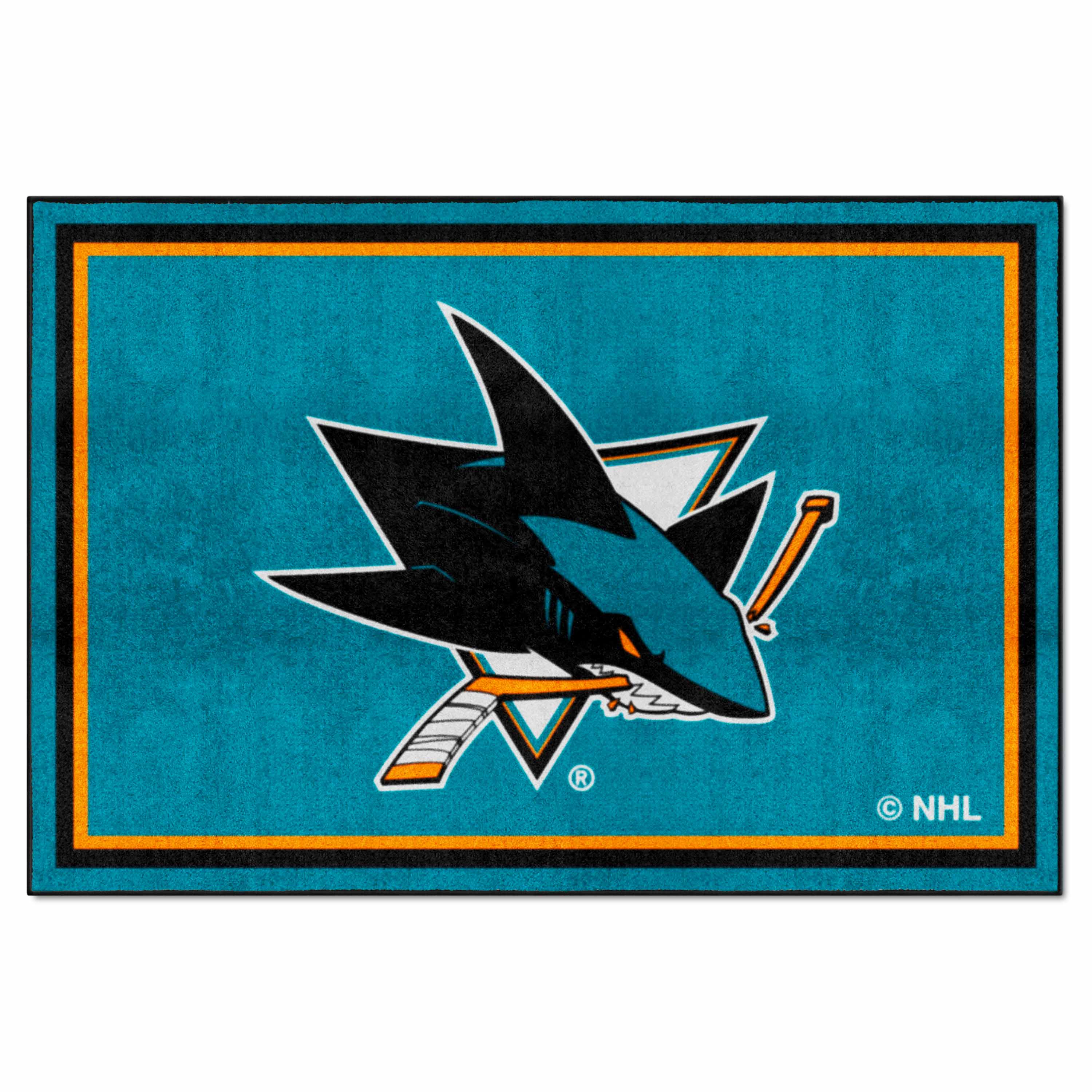 San Jose Sharks 5ft. x 8 ft. Plush Area Rug - San Jose Sharks