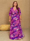 Plus Size Slit Printed Half Sleeve Maxi Dress - Trendsi - Flyclothing LLC
