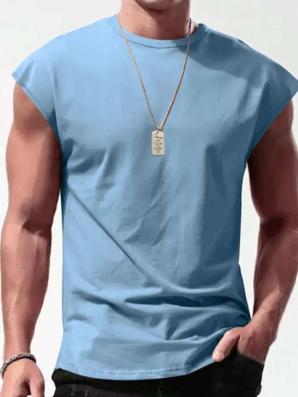 Men's Full Size Round Neck Cap Sleeve Tank Plus Size - Trendsi - Flyclothing LLC