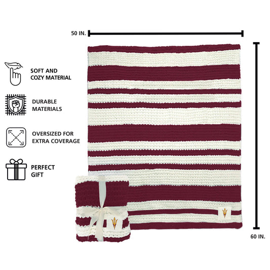 Arizona State Cable Knit Throw 50x60 - Logo Brands - Flyclothing LLC