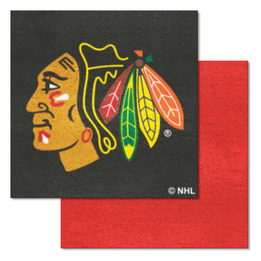 Chicago Blackhawks Team Carpet Tiles - 45 Sq Ft. - Chicago Blackhawks