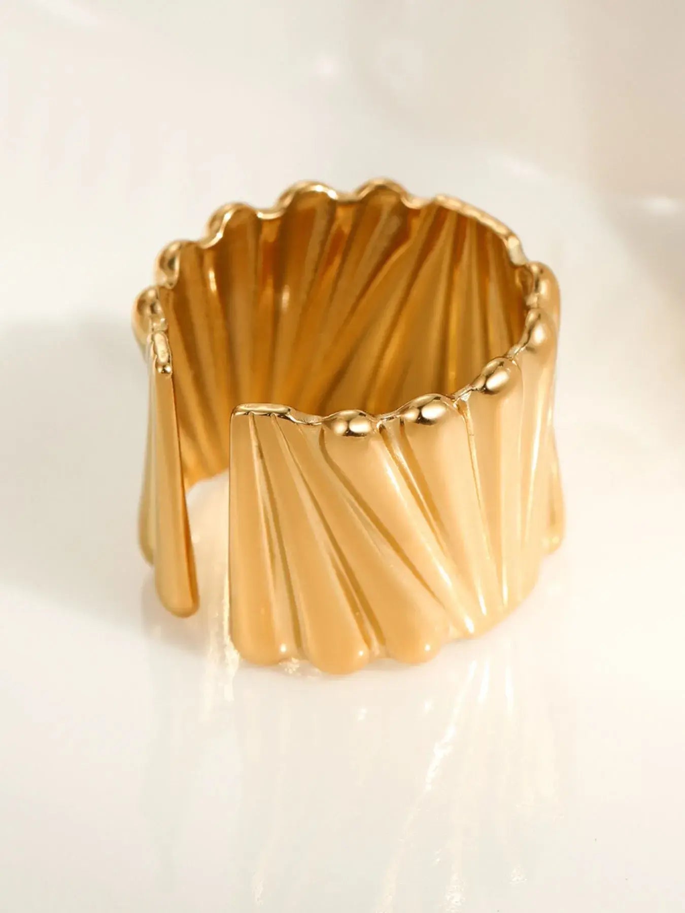 18K Gold-Plated Wide Band Statement Ring - Trendsi - Flyclothing LLC