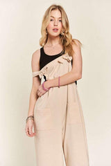ADORA Knotted Wide Strap Wide Leg Overalls - Trendsi - Flyclothing LLC