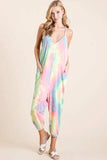 BiBi Tie Dye French Terry Mid-Length Casual Jumpsuit - Trendsi - Flyclothing LLC