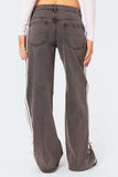 Side Striped Loose Fit Jeans - Trendsi - Flyclothing LLC