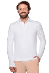Men's Bal Harbour Long Sleeve Polo with Thumbholes | White