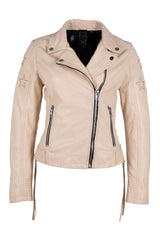 Wana SF Leather Jacket, White, Slim Fit