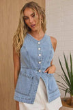 Sleeveless Button-Front Denim Vest Top - Trendsi - Flyclothing LLC