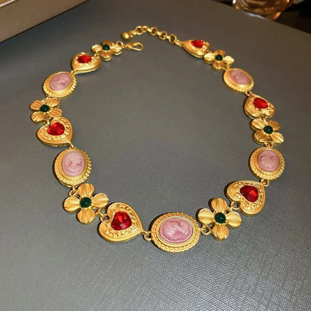Copper Inlaid Rhinestone Necklace - Trendsi - Flyclothing LLC