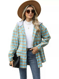 Plaid Button Up Long Sleeve Drawstring Hooded Jacket - Trendsi - Flyclothing LLC