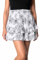 Women's Charlotte Bay Ruffle Skirt | White/Black Perfect Peony