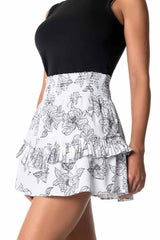 Women's Charlotte Bay Ruffle Skirt | White/Black Perfect Peony