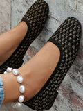 Mesh Round Toe Flat Slip-Ons - Trendsi