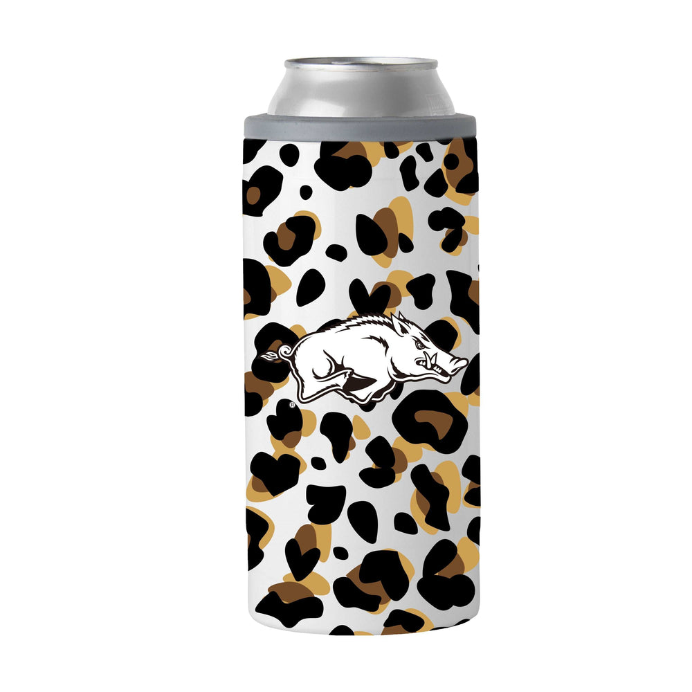 Arkansas 12oz Neutral Leopard Slim Can Coolie - Logo Brands - Flyclothing LLC