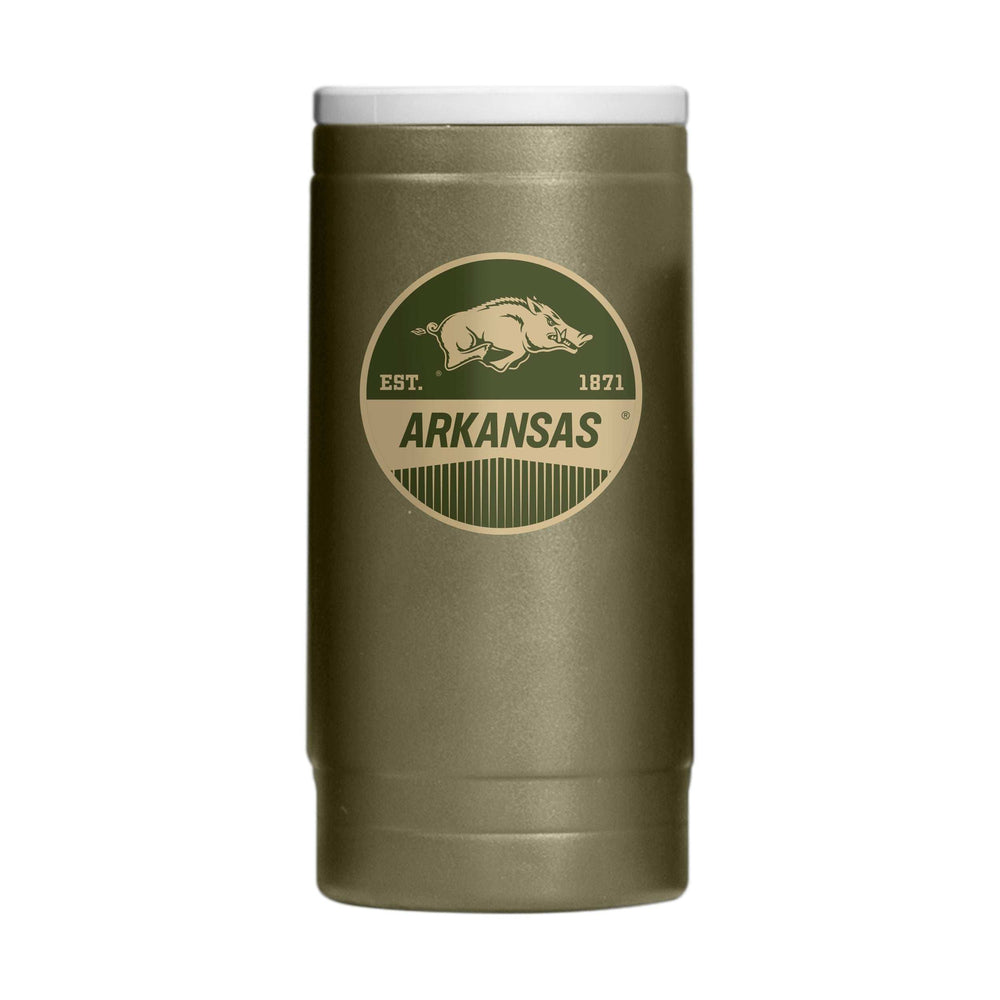 Arkansas Badge Powder Coat Slim Can Coolie - Logo Brands - Flyclothing LLC