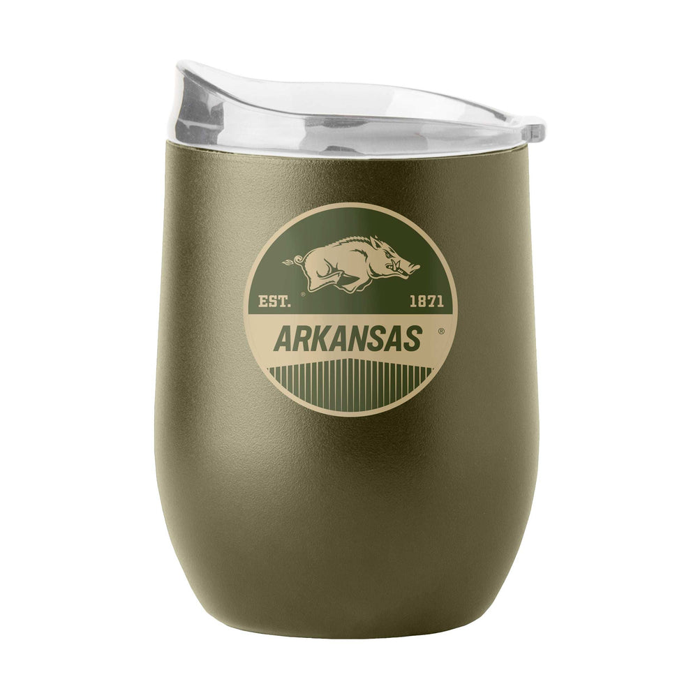 Arkansas 16oz Badge Powder Coat Curved Beverage - Logo Brands - Flyclothing LLC