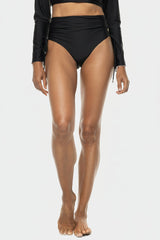 Women's Myrtle Reversible Ruche Adjustable Swim Bottoms | Black Colorblock