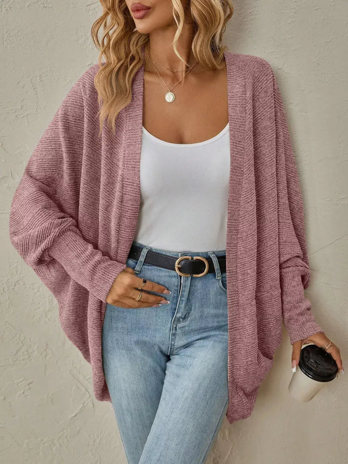 Casual Knit Open Front Cardigan - Trendsi - Flyclothing LLC