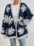 Contrast Dropped Shoulder Long Sleeve Cardigan - Trendsi - Flyclothing LLC