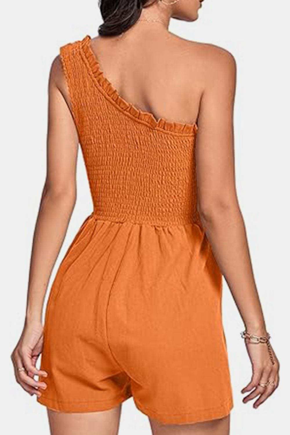 Smocked Single Shoulder Romper - Trendsi - Flyclothing LLC