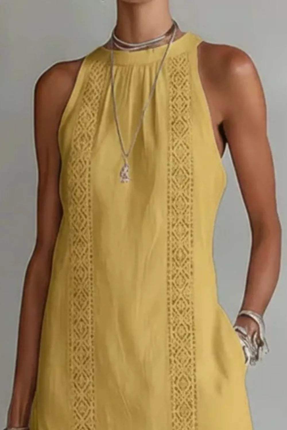 Sleeveless Side Slit Dress with Pockets - Trendsi - Flyclothing LLC