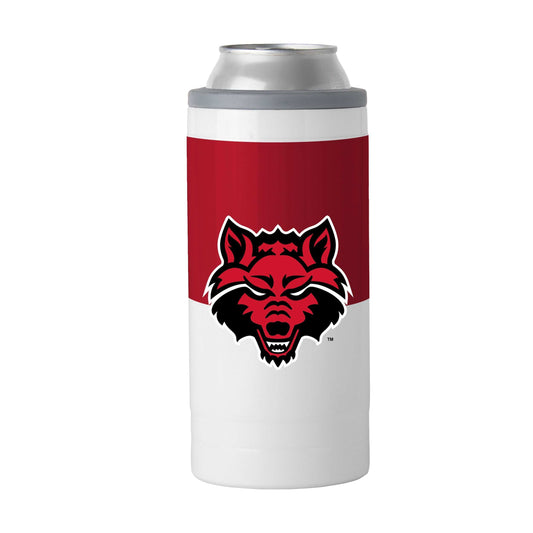 Arkansas State 12oz Colorblock Slim Can Coolie - Logo Brands - Flyclothing LLC