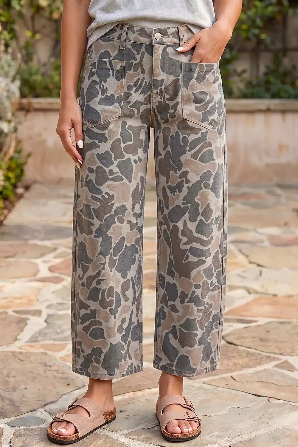 Multicolour Camouflage Shift Ankle Length Jeans - Trendsi - Flyclothing LLC