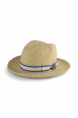 Men's Surf Club - Hand Woven Fedora Rugby Stripe Band | Natural