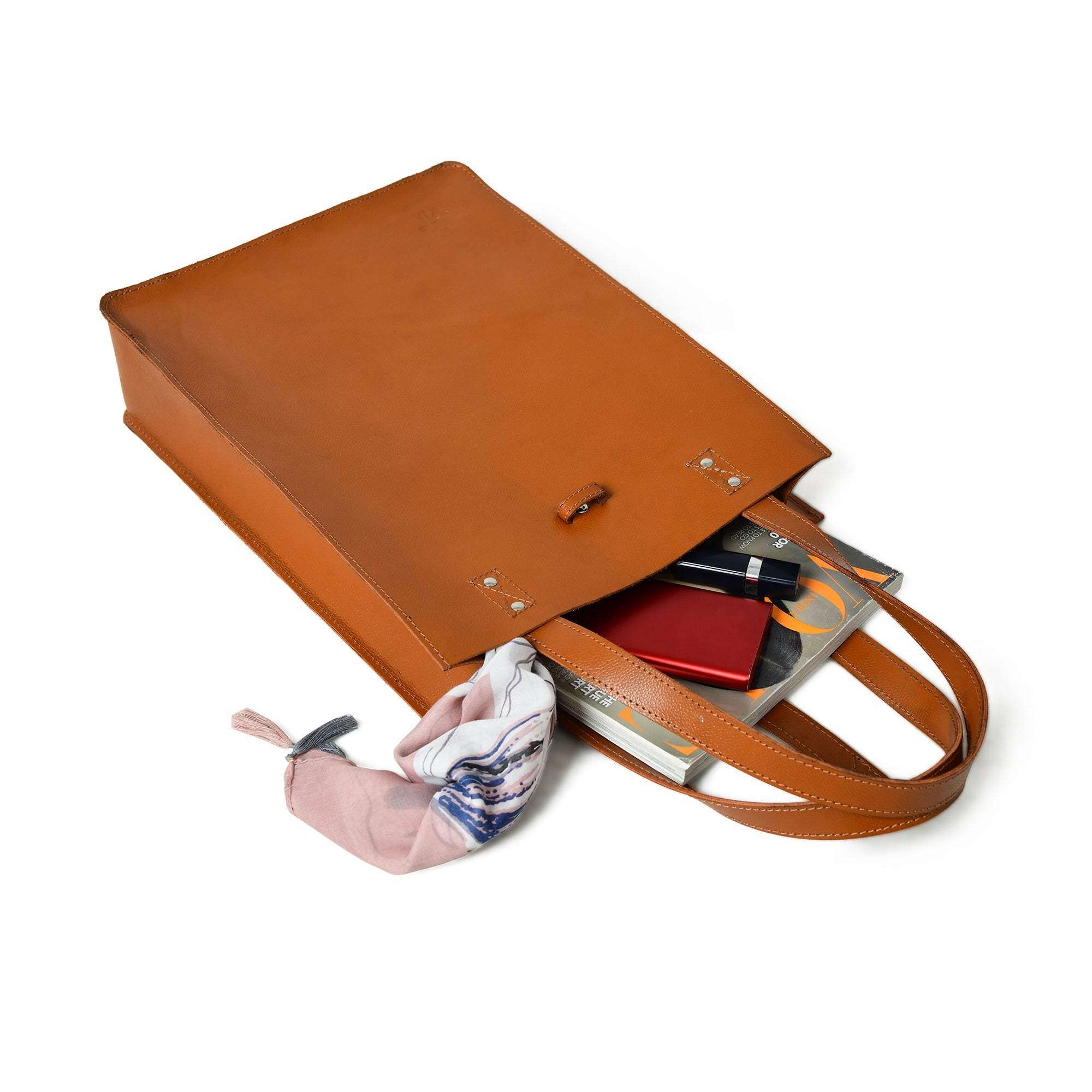 Chestnut Elegance Leather Tote - Classy Leather Bags - Flyclothing LLC