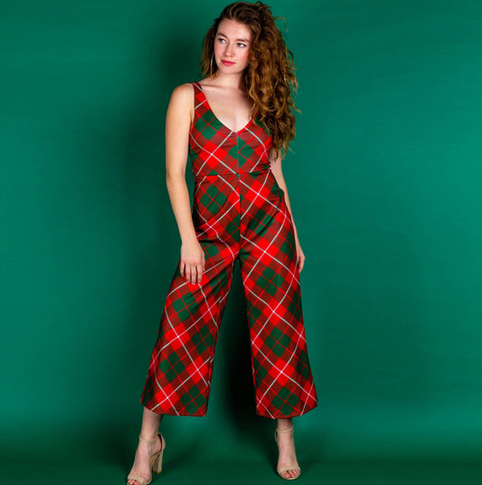The Poinsettia Playgirl | Red Plaid Christmas Jumpsuit - Shinesty