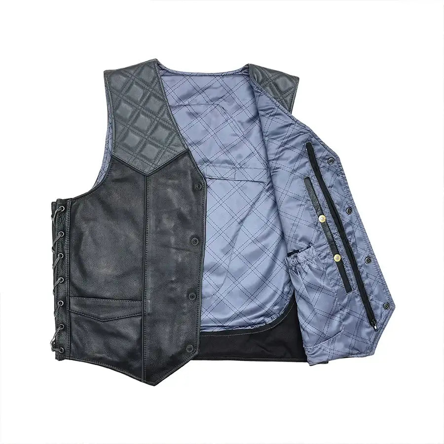 Hammer down Men's Western Style Leather Biker Vest - First Manufacturing Company - Flyclothing LLC