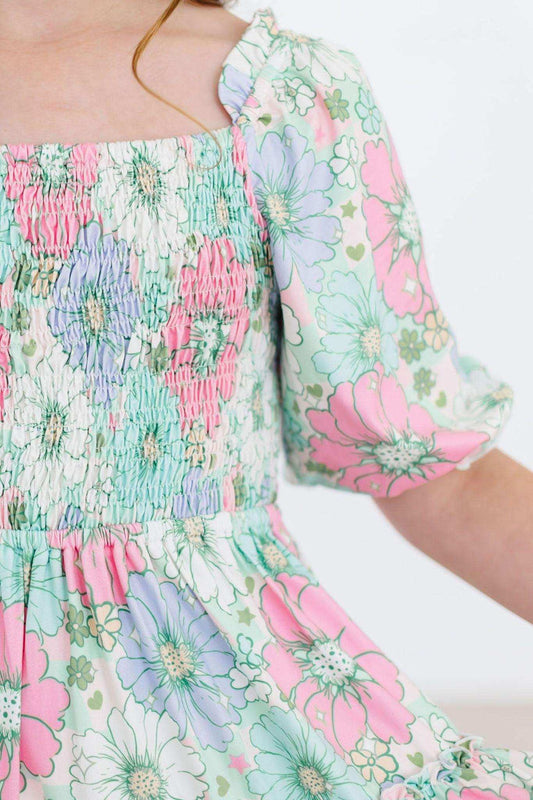 Minty Meadow Smocked Ruffle Dress - Mila & Rose ® - Flyclothing LLC