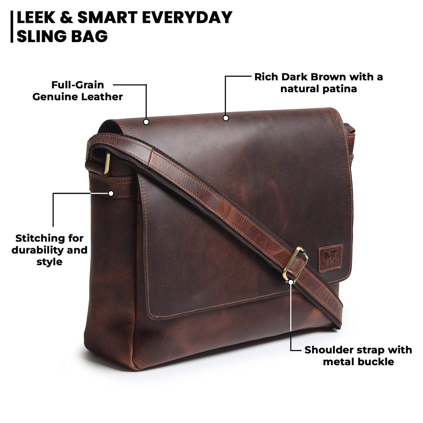 Genuine Sitka Leather Laptop Bag - Classy Leather Bags - Flyclothing LLC