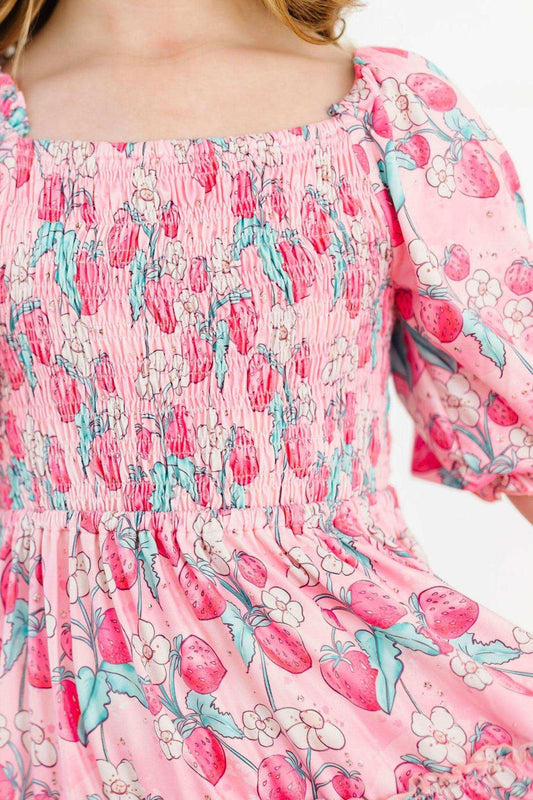 Strawberry Shortcake Smocked Ruffle Dress - Mila & Rose ® - Flyclothing LLC