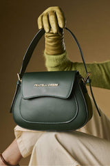 Ottavia (green) - Italian calf leather women's crossbody bag (with shoulder strap)