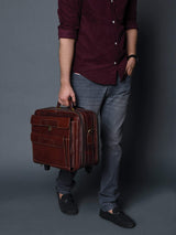 Wanderer Leather Trolly Suitcase Bag - Classy Leather Bags - Flyclothing LLC