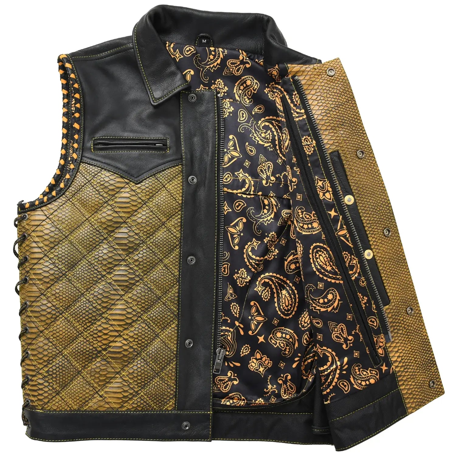 Kingsnake Men’s Motorcycle Leather Vest - First Manufacturing Company - Flyclothing LLC