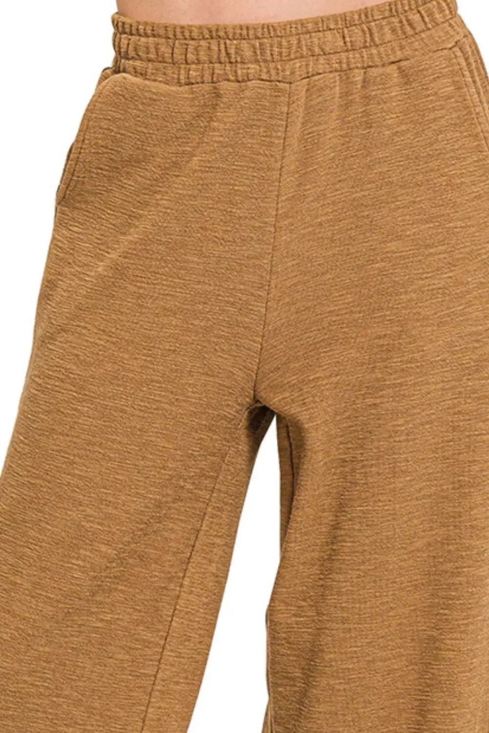 Zenana Cotton Slub Wide Leg Pants - Trendsi - Flyclothing LLC