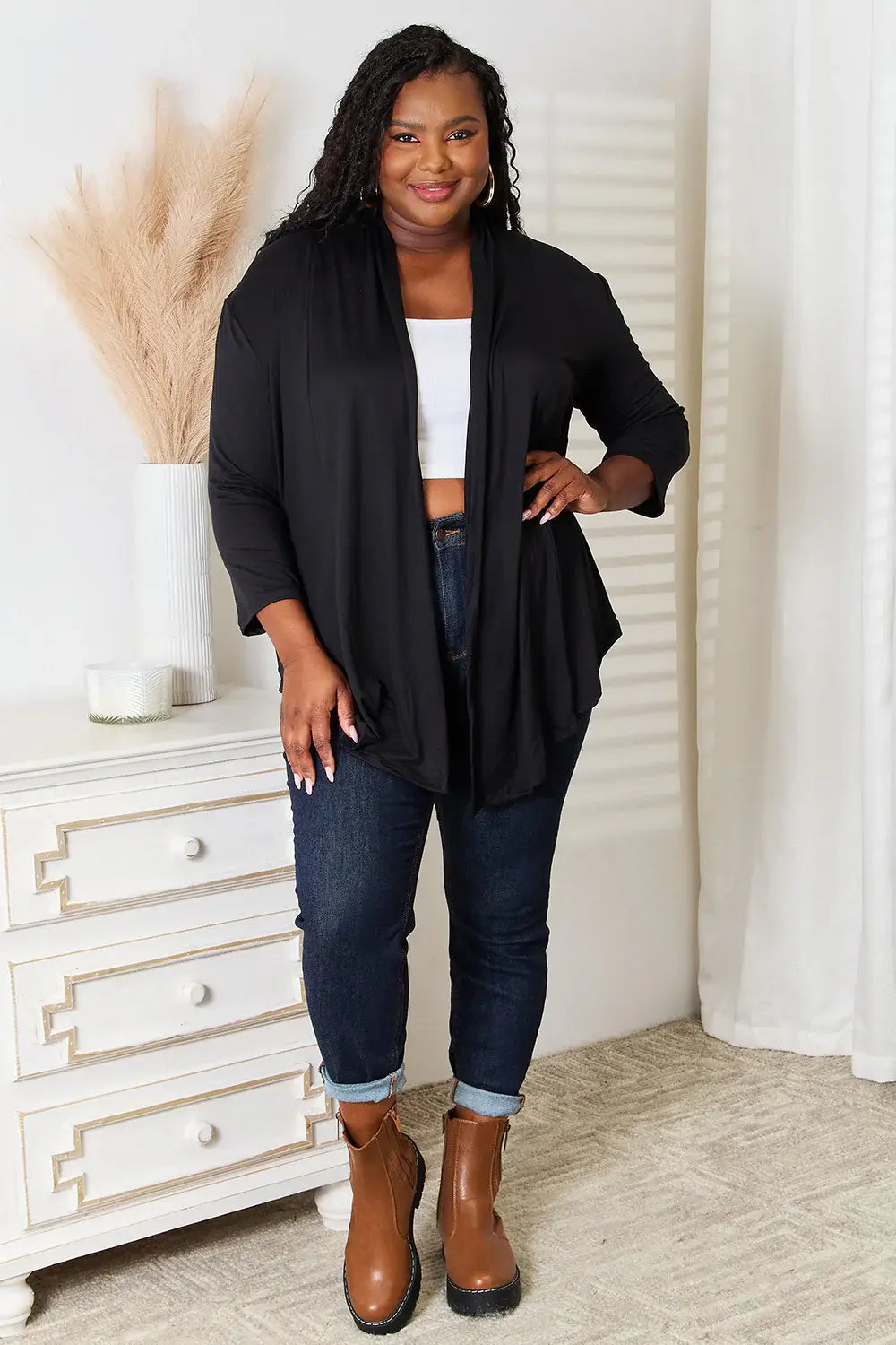 Culture Code Full Size Open Front Cardigan - Trendsi - Flyclothing LLC